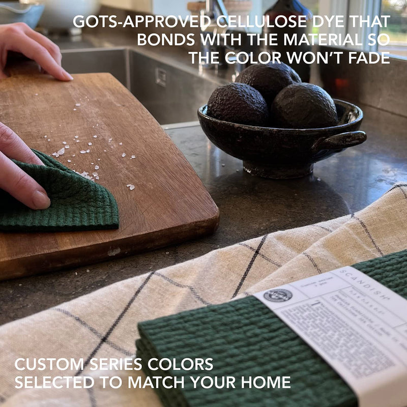 SCANDISH Forest Mix Swedish Dishcloths for Kitchen - Set of 3 Swedish Dish Cloths | Swedish Dish Towels Made in Sweden | Reusable, Compostable Dark Apricot Dishcloths for Kitchen - BeesActive Australia