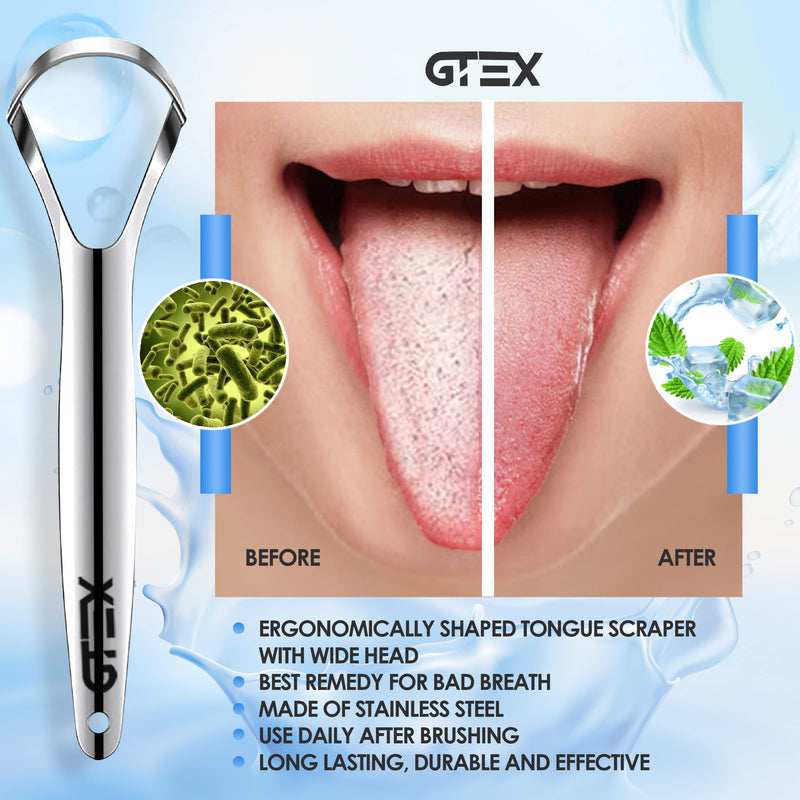 GTEX Plaque Remover for Teeth - 6Pcs Dental Care Kit for Teeth Cleaning - Plaque Removal Tartar Remover Stainless Steel Tongue Scraper Tool for Home Use - BeesActive Australia