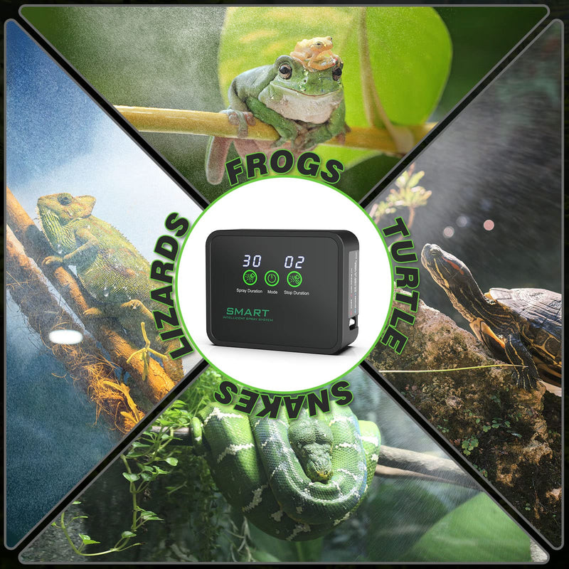 Reptile Humidifier, Reptile Fogger Misting System, Automatic Mister Smart Timer with Adjustable 360° Spray Nozzles,Touch Screen| Humidity Controller for Reptile Terrariums,Amphibian Rainforest Tank - BeesActive Australia