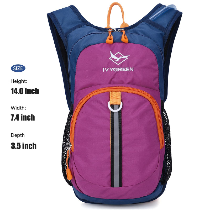 Ivygreen Mini Hydration Backpack Pack for Kids Boys or Girls with 1.5L Water Bladder Purple - BeesActive Australia