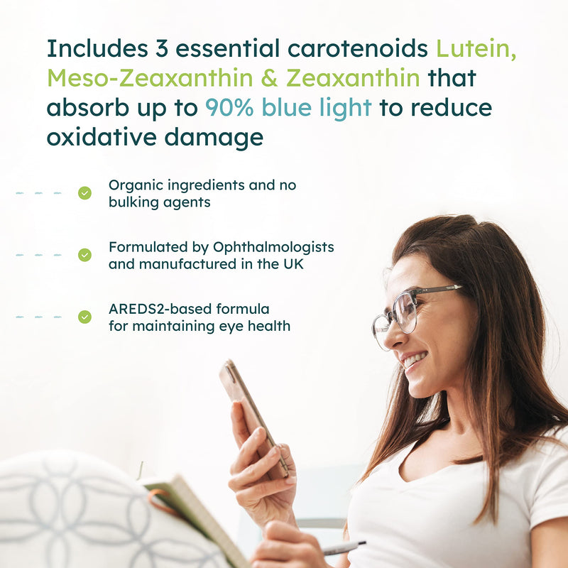 Eyesight Plus AREDS 2 Vitamins for Eyes - Lutein and Zeaxanthin Supplement - 60 AREDS 2 Eye Health Capsules - (Vegan) with Lutein, Zeaxanthin, Meso-Zeaxanthin, Bilberry, Zinc, Copper, Vitamins C & E - BeesActive Australia