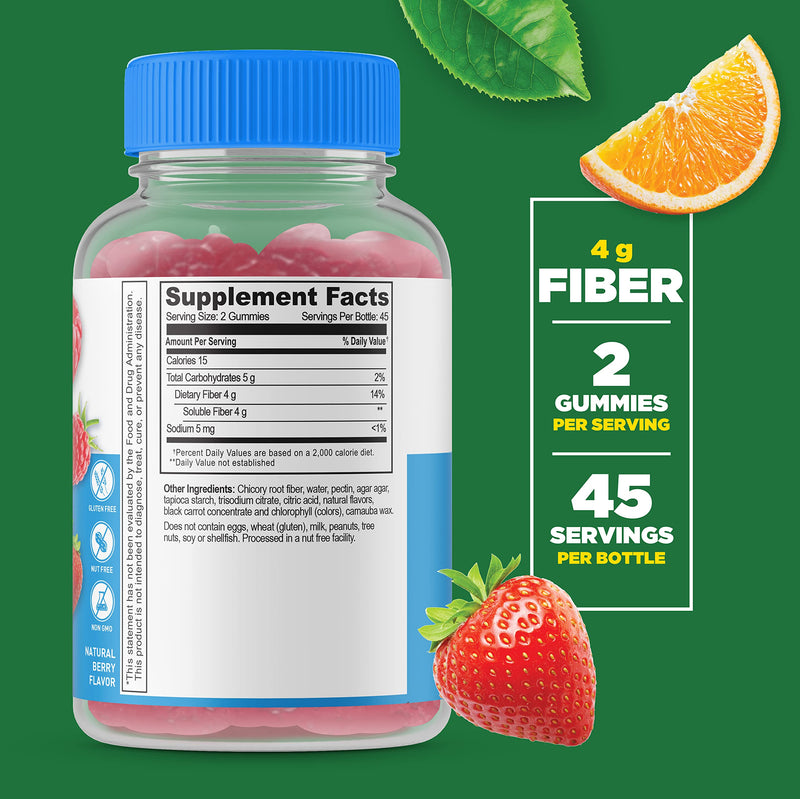 Lifeable Sugar Free Prebiotics Fiber for Adults - 4g - Great Tasting Natural Flavored Gummy Supplement - Keto Friendly - Gluten Free, Vegetarian, GMO Free - for Gut and Digestive Health - 90 Gummies - BeesActive Australia