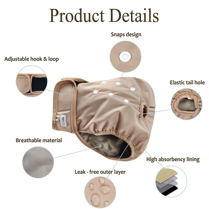 Grecle Washable Female Dog Diapers - Premium Reusable Diapers for Doggie in Heat - Highly Absorbent Dog Diapers Female for Pet Incontinence with Adjustable Snaps Medium (12”-15“Waist） Morandi - BeesActive Australia