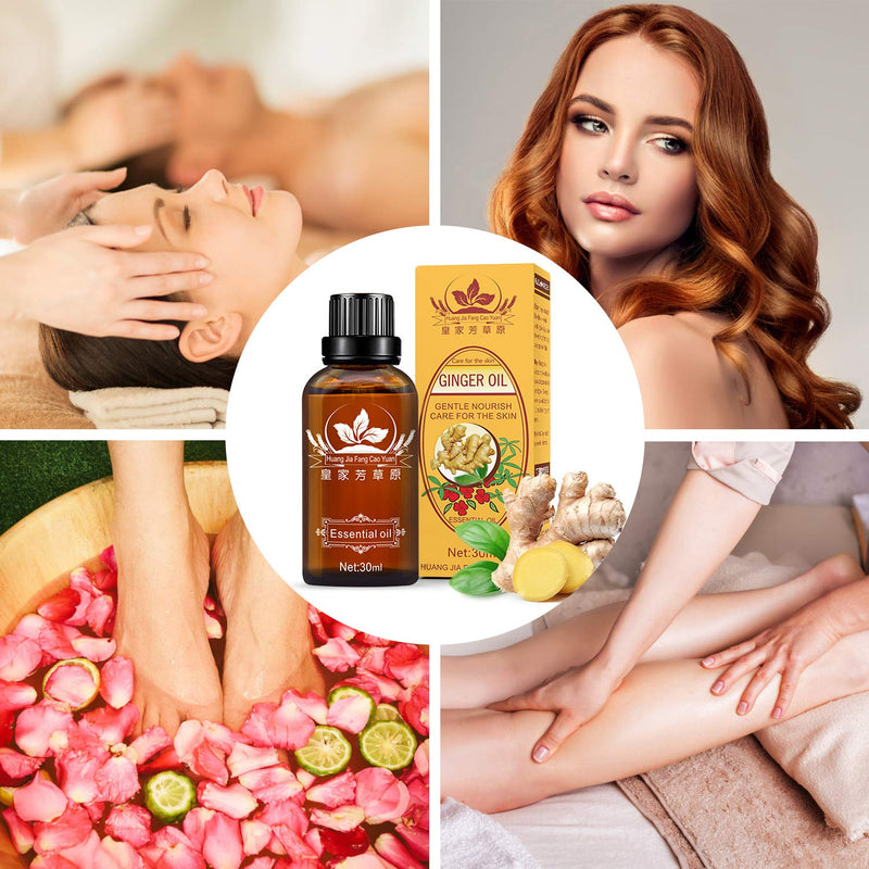 Ginger Massage Oil, 100% Pure Natural Organic Ginger Essential Oil for SPA Massage, Body Relaxation and Lymphatic Drainage (1 Pack) 30 ml (Pack of 1) - BeesActive Australia
