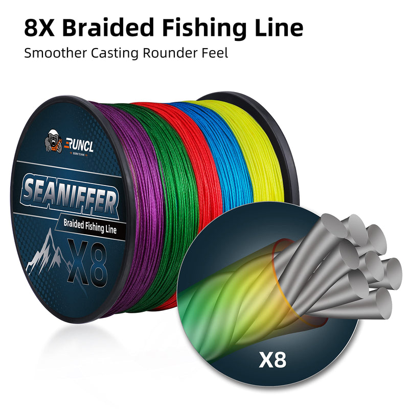 RUNCL Braided Fishing Line, Abrasion Resistant Braided Lines for Saltwater or Freshwater, Smooth Casting, Zero Stretch, Thin Diameter, Multicolor for Extra Visibility, 328/546/1093Yds, 8-200LB C - 1093Yds/1000M(8 Strands) 100LB(45.4KG)/0.57mm - BeesActive Australia
