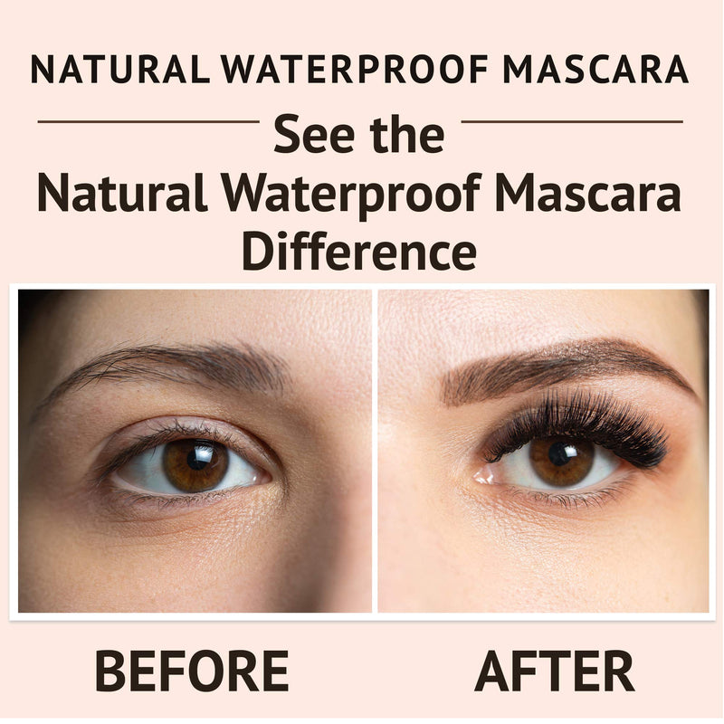 Natural Waterproof Mascara & Eye Lash Growth Serum Voluminous Smudge Proof Makeup Thick Long Lash Enhancer Jet Black Vegan & Cruelty Free (2 x 0.25 Fl Oz) Made in USA | Herbiar - BeesActive Australia