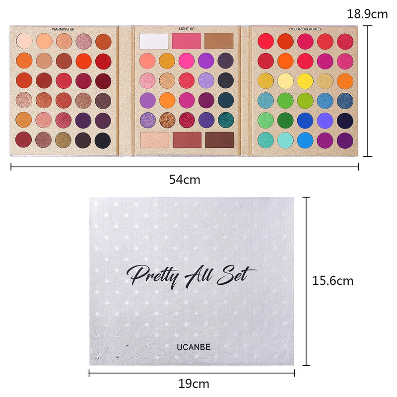 UCANBE Professional 86 Colors Eyeshadow Palette with 15pcs Makeup Brushes Set Matte Glitter Long Lasting Highly Pigmented Waterproof Contour Blush Powder Highlighter All in One - BeesActive Australia
