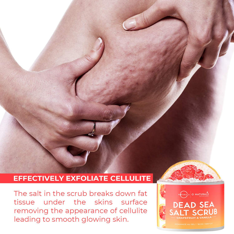 O Naturals Exfoliating Dead Sea Salt Grapefruit Essential Oil Face Body & Foot Scrub. w/ Vanilla &. Hydrating Exfoliate Dead Skin, Best Anti Cellulite Acne Ingrown Hairs Corns, Men & Women Scrub 18oz - BeesActive Australia