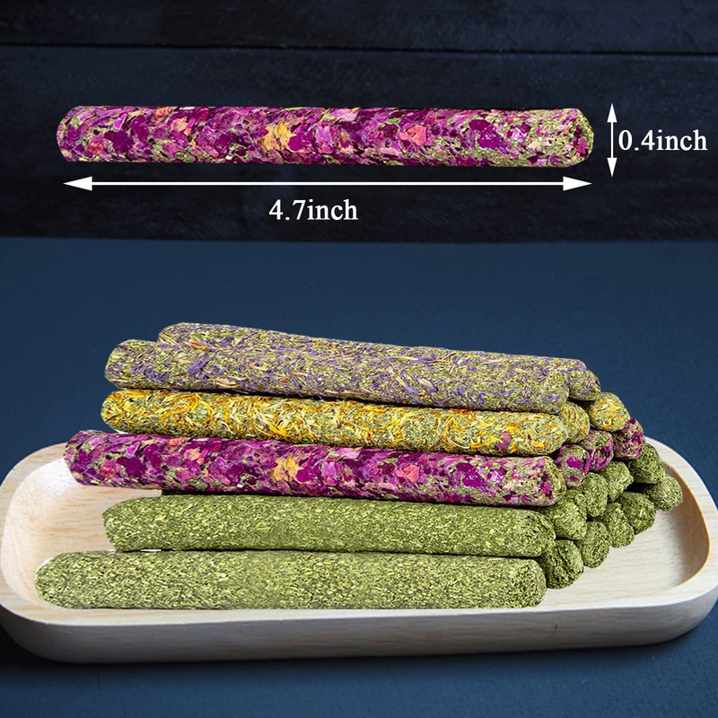 Timothy Hay Sticks,30PCS 4 Different Flowers Flavored Rabbit Chew Toys,Natural Treats and Chews for Bunny Guinea Pigs Chinchillas Gerbils - BeesActive Australia