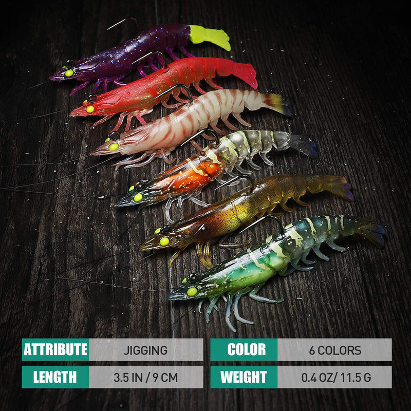 TRUSCEND Pre-Rigged Jig Head Fishing Lures, Premium Shrimp Lure with VMC Hook, Weedless Soft Swimbaits for Bass, Fishing Bait with Spinner, Trout Crappie Walleye Fishing Jigs for Freshwater Saltwater A-3.5"-0.4oz - BeesActive Australia