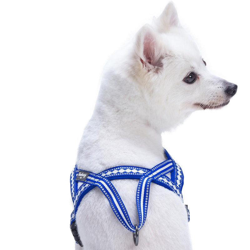 Blueberry Pet 4 Colors Soft & Comfy 3M Reflective Jacquard Padded Dog Harnesses (19" - 23.5") Chest Girth (Pack of 1) Diamond Pattern - Palace Blue - BeesActive Australia