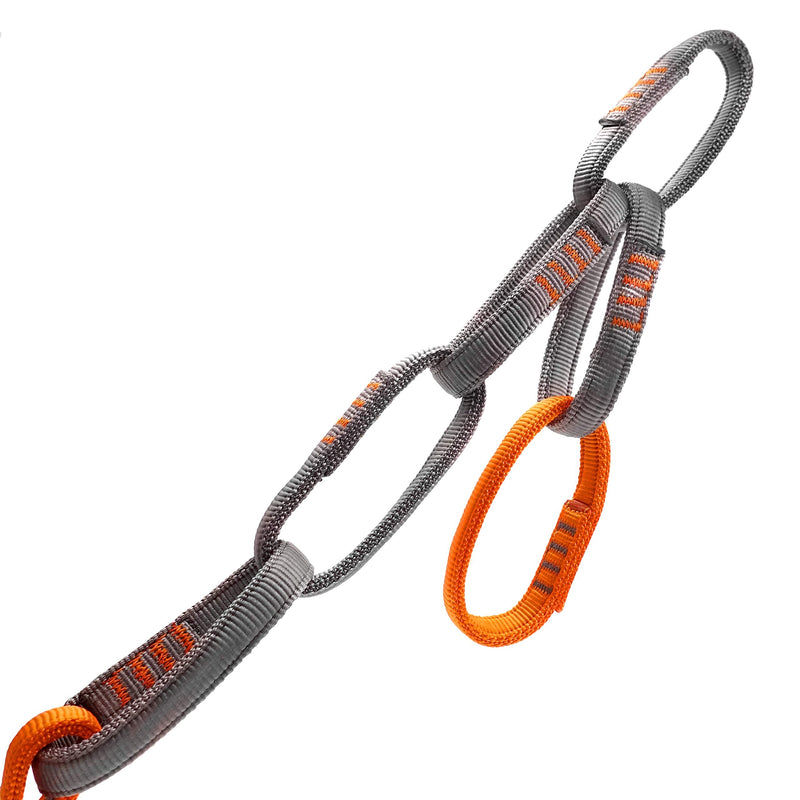 GM CLIMBING 23kN Nylon Safe Chain CE UIAA Certified 16mm Double Wrapped Sling for Personal Anchor Tether System Aid Climbing Hammock Suspension 97cm / 38in Safe chain (GrayOrange) - BeesActive Australia