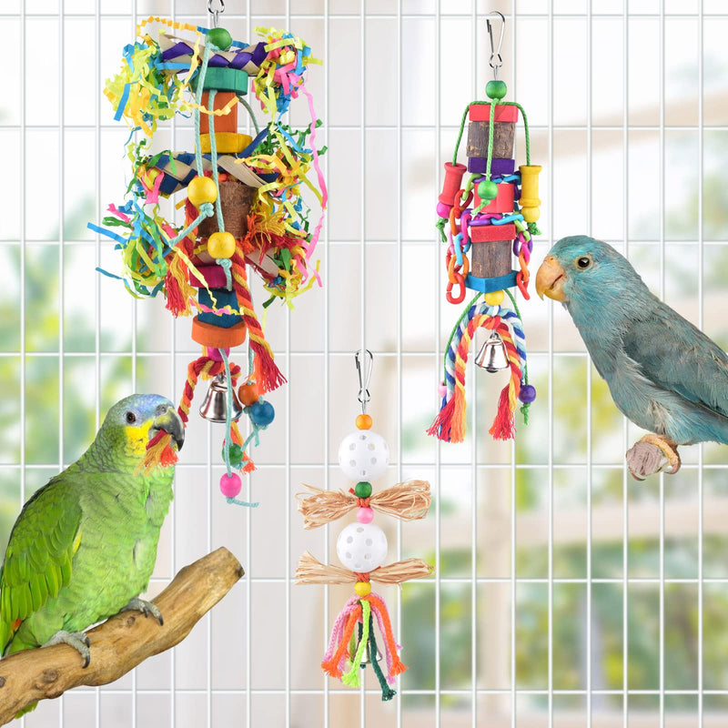 KATUMO Small Bird Toys, Natural Wood Ladder Colorful Bamboo Hanging Shredding Toys Parrot Chew Wooden Blocks Bird Perch for Parakeets, Conures, Cockatiels, Budgies, Love Birds and Other Small Birds - BeesActive Australia