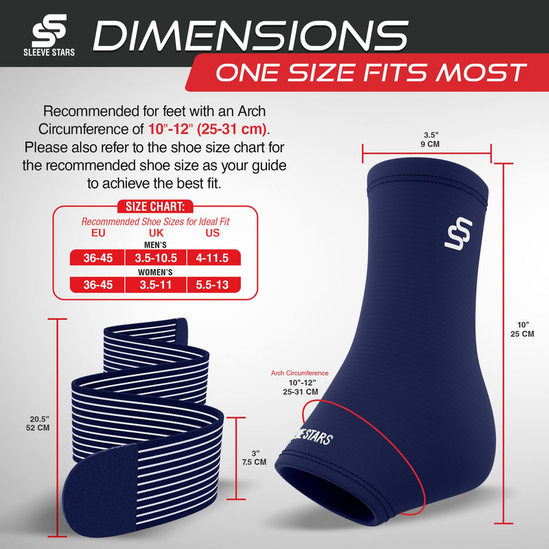 Sleeve Stars Ankle Support for Ligament Damage & Sprained Ankle, Plantar Fasciitis Support & Heel Achilles Tendonitis Pain Relief, Ankle Brace for Women & Men w/Compression Strap (Single/Navy Blue) One Size Navy Blue 1 - BeesActive Australia