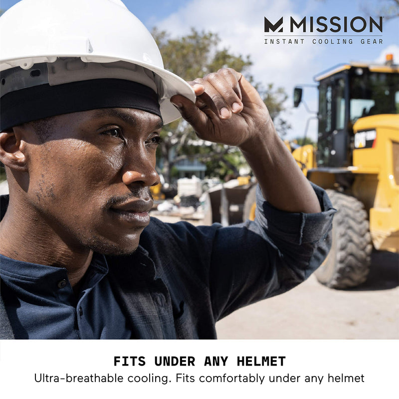 Mission Cooling Skull Cap- Hat, Helmet Liner, Running Beanie, Evaporative Cool Technology, Cools Instantly when Wet, UPF 50 Protection, for Under Helmets, Hardhats, Running, Football Black - BeesActive Australia