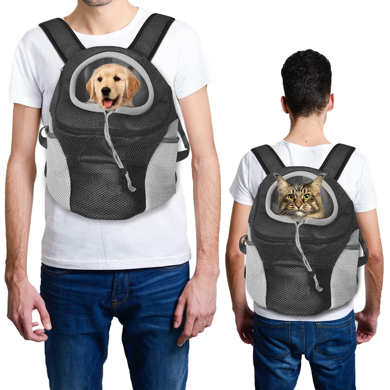 Fhiny Dog Carrier Backpack, Comfortable Doggy Front Backpack Pet Puppy Carrier Travel Pack with Breathable Head Out Design and Padded Shoulder for Walking Biking Hiking Camping Outdoor Small Black - BeesActive Australia