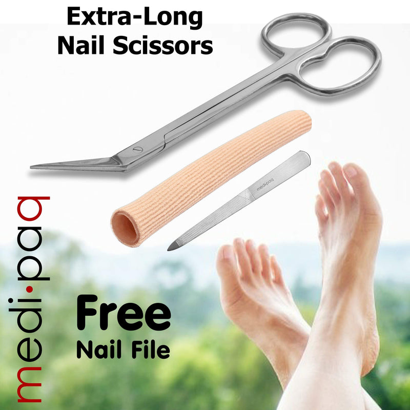 Medipaq® Extra Long Handled Angled Toe Nail Scissors *Plus* Gel Tube Toe/Finger Bandage Pack - BeesActive Australia
