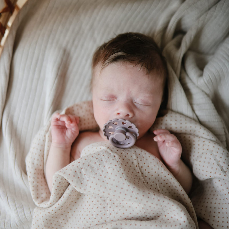 FRIGG Andersen Fairytale Natural Rubber Baby Pacifier | Made in Denmark | BPA-Free (Twilight Mauve/Primrose, 6-18 Months) - BeesActive Australia