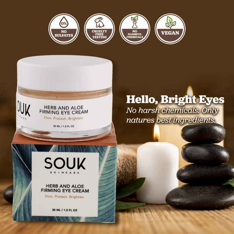 SOUK Skincare - Under Eye Cream - Eye Cream Anti Aging Bags & Dark Circle - Eye Cream For Dark Circles And Puffiness - Dark Eye Circle Treatment - Aloe Vera Under Eye Cream For Dark Circles - 1fl Oz - BeesActive Australia