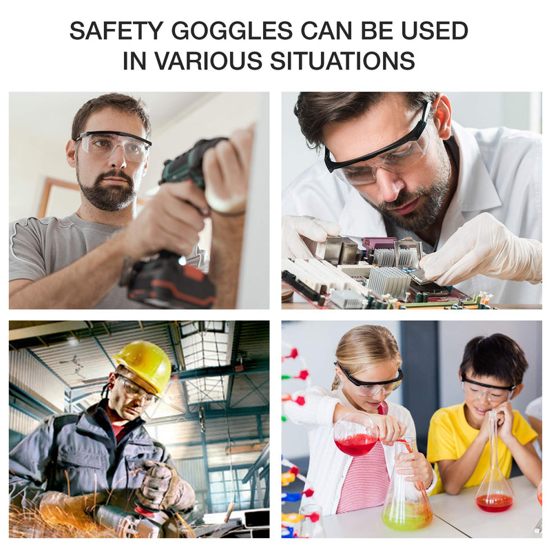 Protective Goggles Over Eye Glasses Safety for Work Lab Mask Shield Googles Scratch Resistant Splash/Dust Proof Eyewear - BeesActive Australia