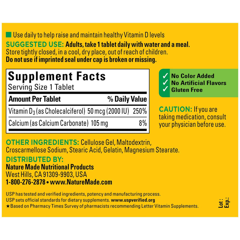 Vitamin D3, 220 Tablets, Vitamin D 2000 IU (50 mcg) Helps Support Immune Health, Strong Bones and Teeth, & Muscle Function, 250% of Daily Value for Vitamin D in One Daily Tablet - BeesActive Australia