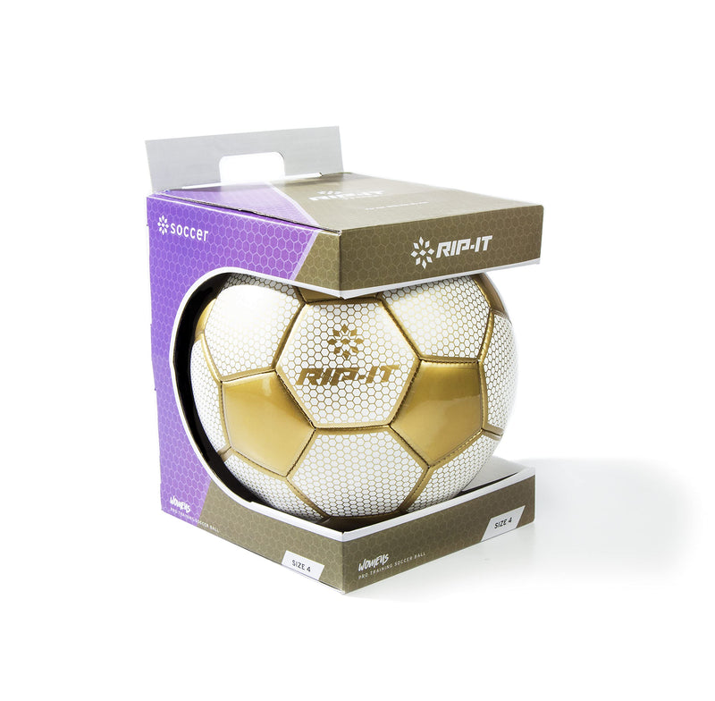 RIP-IT | Women's Pro Training Soccer Ball | Features Traditional 32 Panel Construction | Includes Winding Bladder for Long-Lasting Inflation White & Gold #5 - BeesActive Australia