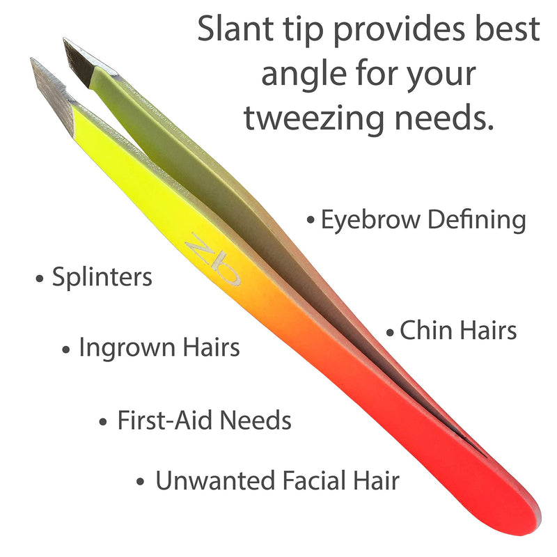Zizzili Basics Tweezers - Limited Edition Sherbet Ombre Slant Tip - Best Tweezer for Eyebrow, Facial Hair Removal and your Precision Needs - BeesActive Australia