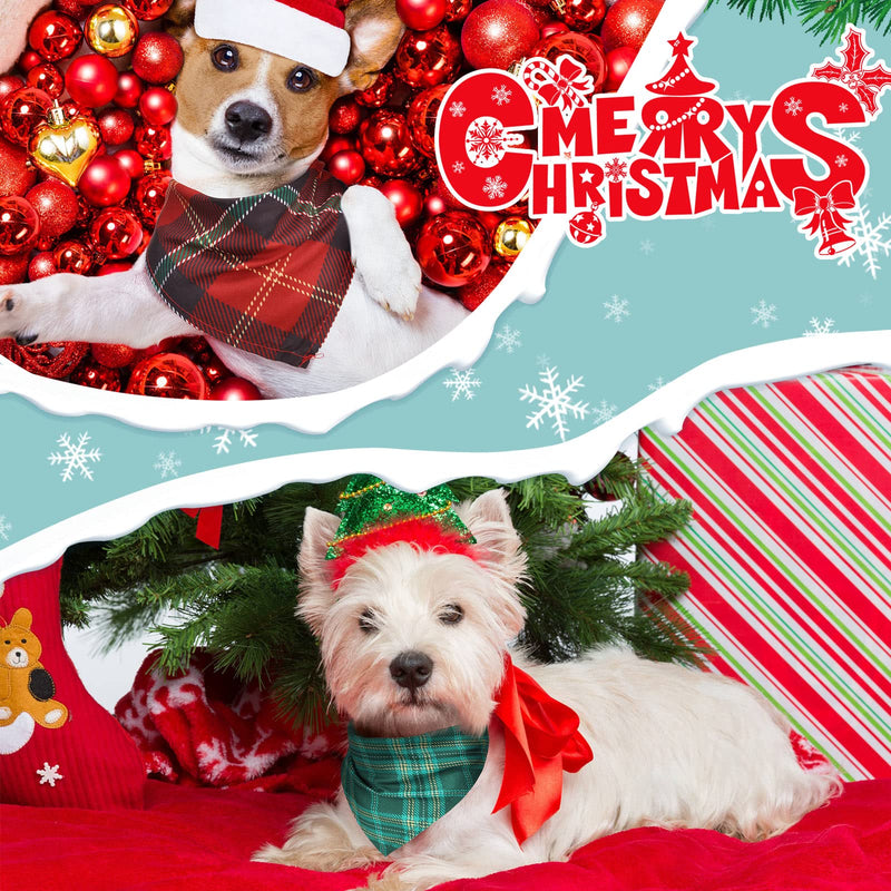 50 Pieces Christmas Dog Bandanas Classic Plaid Dog Bandanas Triangle Scarf Plaid Dog Kerchief for Christmas Pet Costume Accessories Decoration - BeesActive Australia