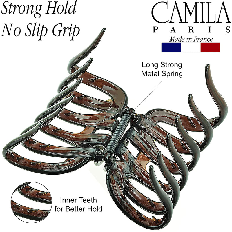 Camila Paris AD718 Octopus French Hair Clips for Women Thick Hair, Large Hair Clips for Thick Hair for Curly Wavy Long Hair, Strong No-Slip Grip Hair Claw Clip Big Hair Clips for Women. Made in France Tortoise Shell - BeesActive Australia