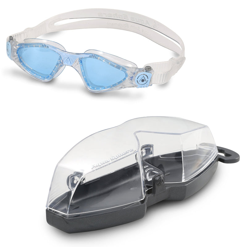 Aqua Sphere Kayenne Ladies Swimming Goggles - Made in Italy - UV Protection Anti Fog Swim Goggles for Women Blue Lens / Powder Blue - BeesActive Australia