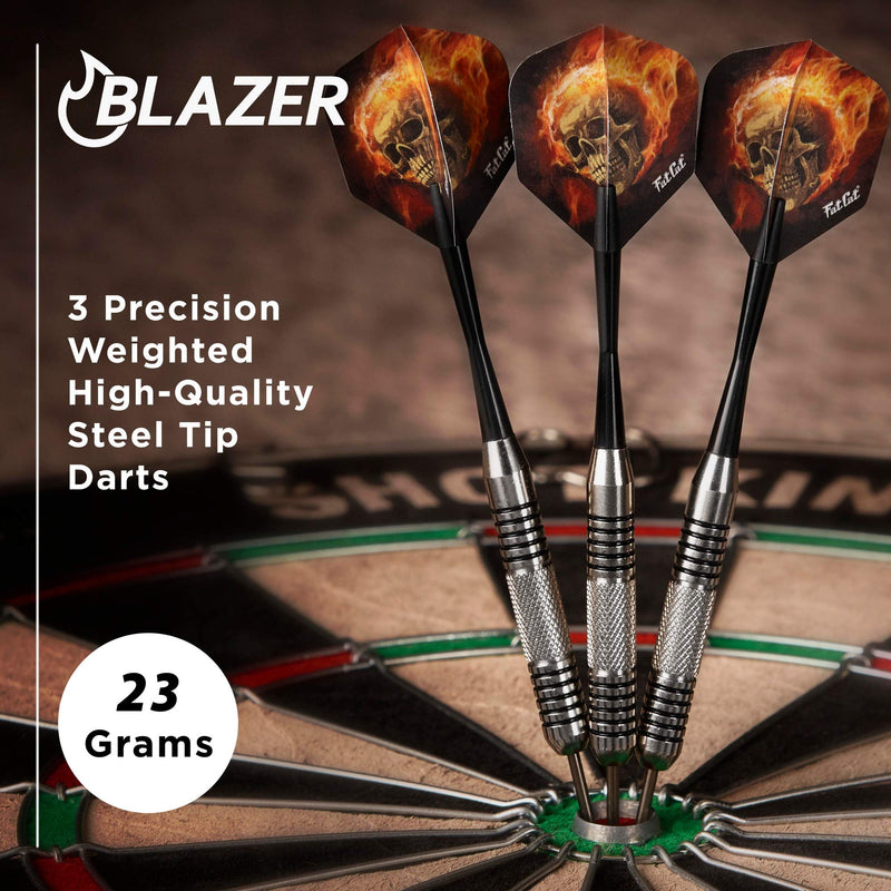 [AUSTRALIA] - Fat Cat Blazer Steel Tip Darts with Storage/Travel Case, 23 Grams 