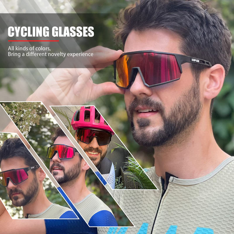 KAPVOE Polarized Cycling Glasses with 4 Interchangeable Lenses TR90 Sports Sunglasses Women Men Running 01 - BeesActive Australia