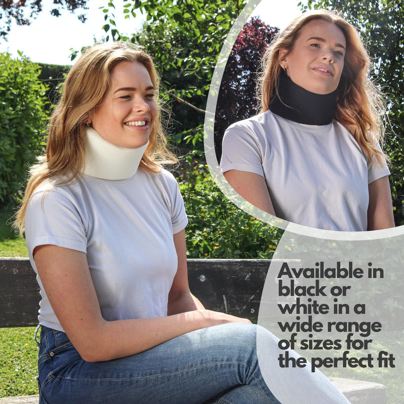 Solace Bracing Perfect Fit Neck Support (2 Colours/15 Sizes) - British Made & NHS Supplied Cervical Neck Collar Brace for Stabilising Day & Night - No.1 for Pain & Pressure Relief - Black - 17" x 3" 17" x 3" - BeesActive Australia