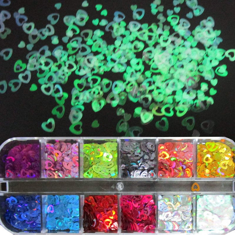 Fluorescence Butterfly Star Nail Glitter Sequins Mixed Holographic Heart Irregular Chunky Glitter Flakes Paillette Festival Rave Cosmetic Crafts Resin Accessories Tips Decor (Butterfly Star Heart) Butterfly Star Heart - BeesActive Australia