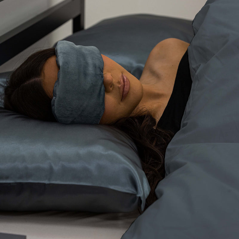 Rest Easy Weighted Eye Mask Soft Fabric with Glass Bead Filling 175 Grams | Perfect for Sleep, Stress Relief, Anxiety Relief & Sensory Calming Eye Mask for Great Sleep | Soft Fabric Front (Grey) Grey - BeesActive Australia