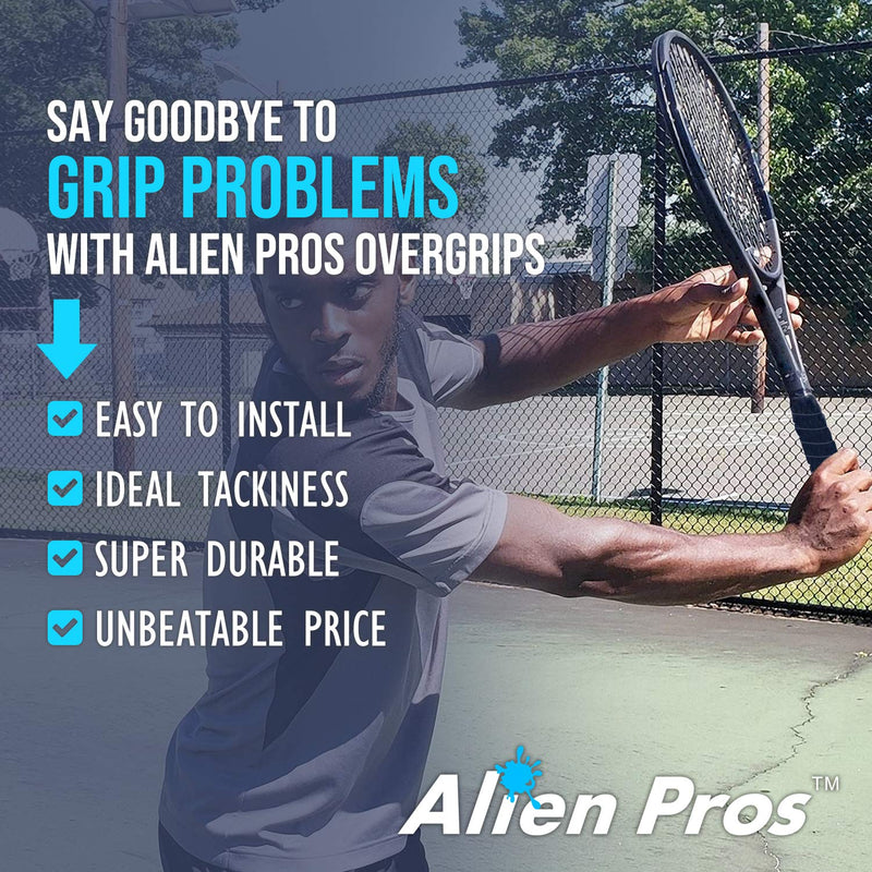 ALIEN PROS Tennis Racket Grip Tape - Precut and Dry Feel Tennis Grip - Tennis Overgrip Grip Tape Tennis Racket - Wrap Your Racquet for High Performance 6-Pack Black - BeesActive Australia