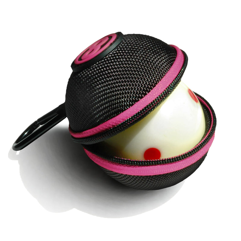 [AUSTRALIA] - Ballsak Sport - Pink/Black - Clip-on Cue Ball Case, Cue Ball Bag for Attaching Cue Balls, Pool Balls, Billiard Balls, Training Balls to Your Cue Stick Bag Extra Strong Strap Design! 