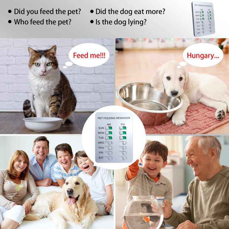 YARKOR Dog Feeding Reminder Magnetic Reminder Sticker,AM/PM Daily Indication Chart Feed Your Pets,Fridge Magnets and Double Sided Tape - Prevent Overfeeding or Obesity Silver - BeesActive Australia