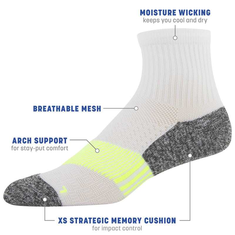 Gildan Men's Active Strategic Cushion Ankle Socks, Multipairs 12 White/Grey/Acid (12-pairs) Shoe Size: 6-12 - BeesActive Australia