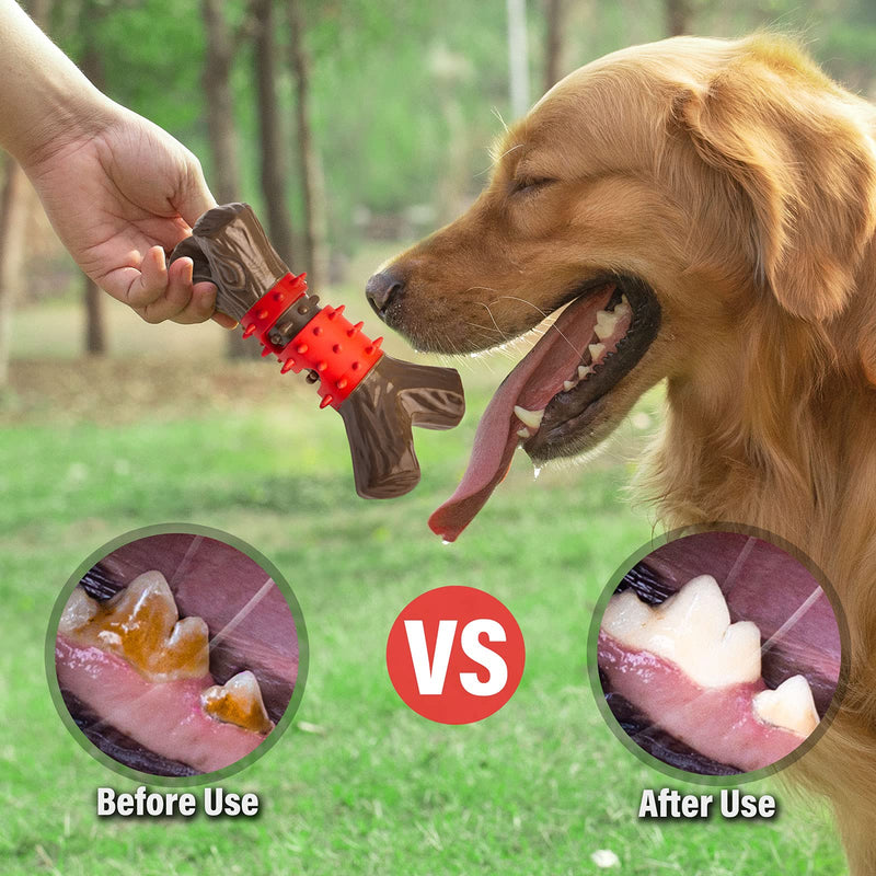 Tough Dog Toys Aggressive Chew Toys for Large Dogs, RANTOJOY Durable Dog Chew Toys for Medium Large Breed, Nylon Rubber Dog Teething Stick Toys Puppy Chewers Dogs Birthday Gift Christmas Beef B - BeesActive Australia