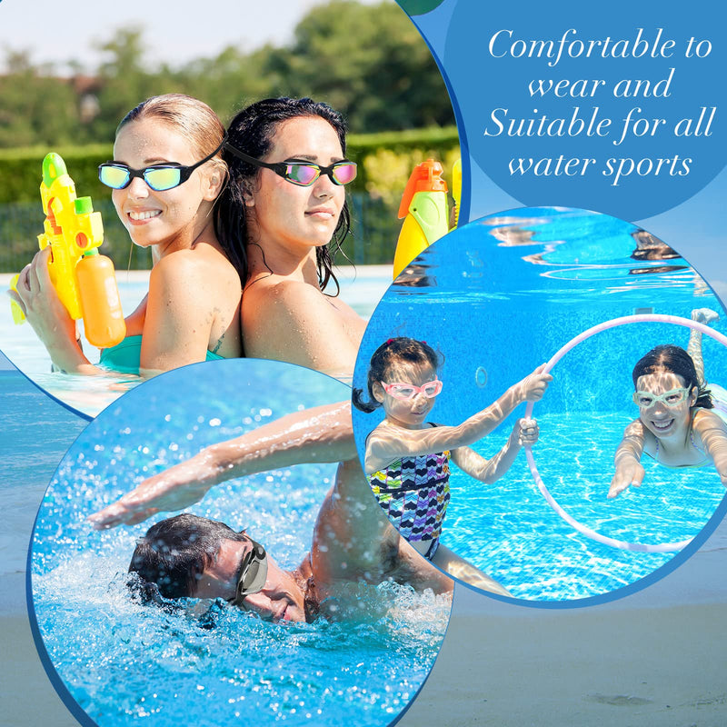 8 Pack Swim Goggles No Leaking Swimming Goggles for Adults UV Protection Pool Goggles Anti Fog Swimming Glasses with Waterproof Nose Clips and Earplugs for Men Women Youth Kids, Multicolor - BeesActive Australia