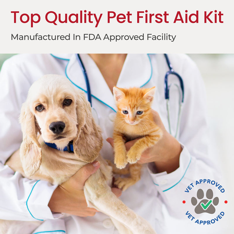 Dog First Aid Kit-Pet First Aid Supplies to Treat Your Dogs & Cats in an Emergency.  Set Includes Pet First Aid Kit Book, Tick Remover, Slip Leash & All Essentials. for Home, Office, Car, Travel Essential 53 piece - BeesActive Australia