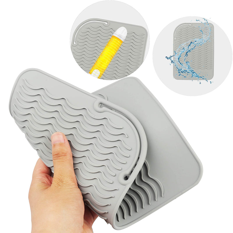 Heat Resistant Mat for Hair Straighteners, Silicone Curling Wands Mat Portable Travel Anti-Scald Mat for Flat Iron Hot Hair Salon Tools(Gray) 1-gray - BeesActive Australia