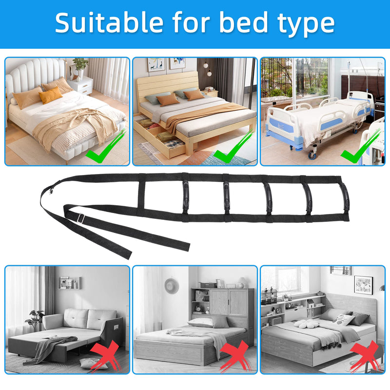 Adjustable Bed Ladder Assist, Bed Ladder Straps with Handles, 6 Handle Bed Ladder Straps for Adults, Elderly, Disabled. - BeesActive Australia