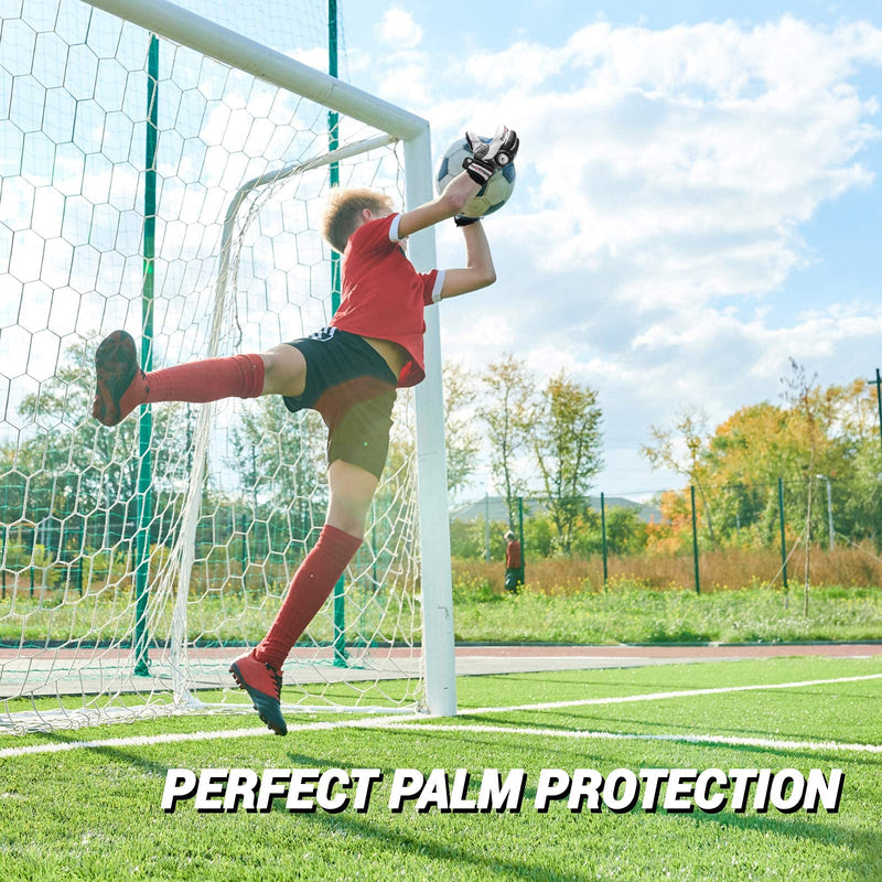 Sportout Goalie Gloves, Goalkeeper Gloves with Fingersave, Soccer Gloves, Breathable Soccer Goalie Gloves, 4mm Latex, for Kids Youth and Adult 7 Black - BeesActive Australia