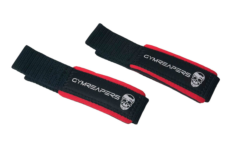 Gymreapers Lifting Wrist Straps for Weightlifting, Bodybuilding, Powerlifting, Strength Training, Deadlifts - Padded Neoprene with 18 inch Cotton Black/Red - BeesActive Australia