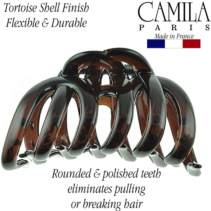 Camila Paris AD718 Octopus French Hair Clips for Women Thick Hair, Large Hair Clips for Thick Hair for Curly Wavy Long Hair, Strong No-Slip Grip Hair Claw Clip Big Hair Clips for Women. Made in France Tortoise Shell - BeesActive Australia