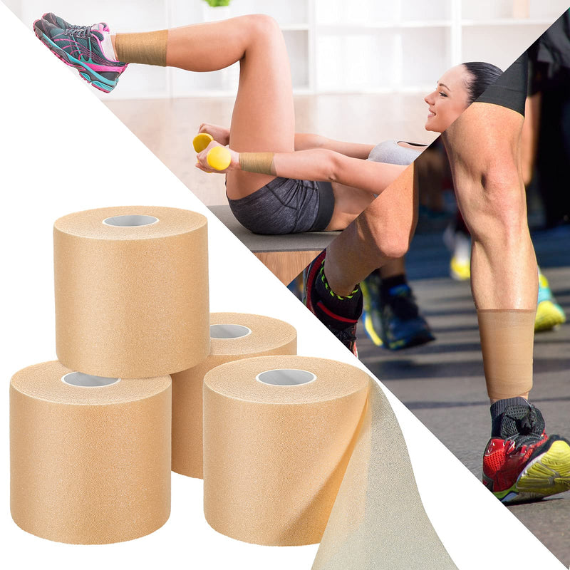 4 Pieces Foam Underwrap Athletic Foam Tape Sports Pre Wrap Athletic Tape for Ankles Wrists Hands and Knees(Beige,2.75 Inches x 30 Yards) Beige 2.75 Inch x 30 Yards - BeesActive Australia