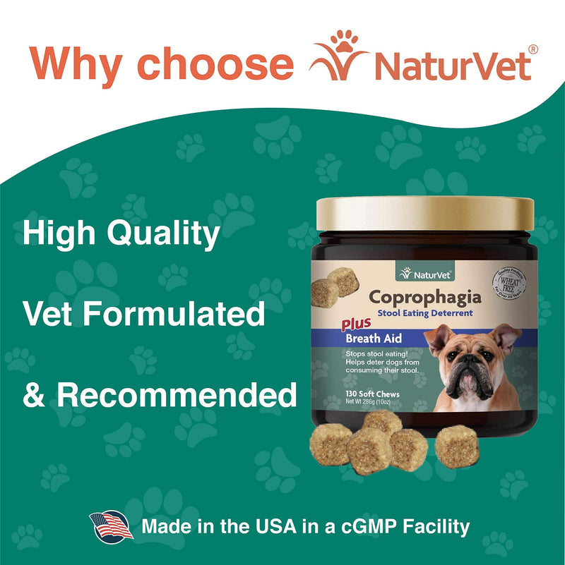 NaturVet – Coprophagia Stool Eating Deterrent Plus Breath Aid | Deters Dogs from Consuming Stool | Enhanced with Breath Freshener, Enzymes & Probiotics 130 Soft Chews - BeesActive Australia
