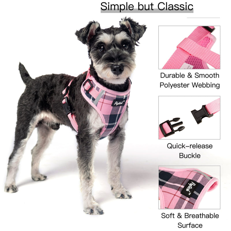 PUPTECK Small Dog Haness and Leash Collar Set Fully Adjustable Puppy Soft Mesh Harness No Pull Reflective X-Small Pink - BeesActive Australia